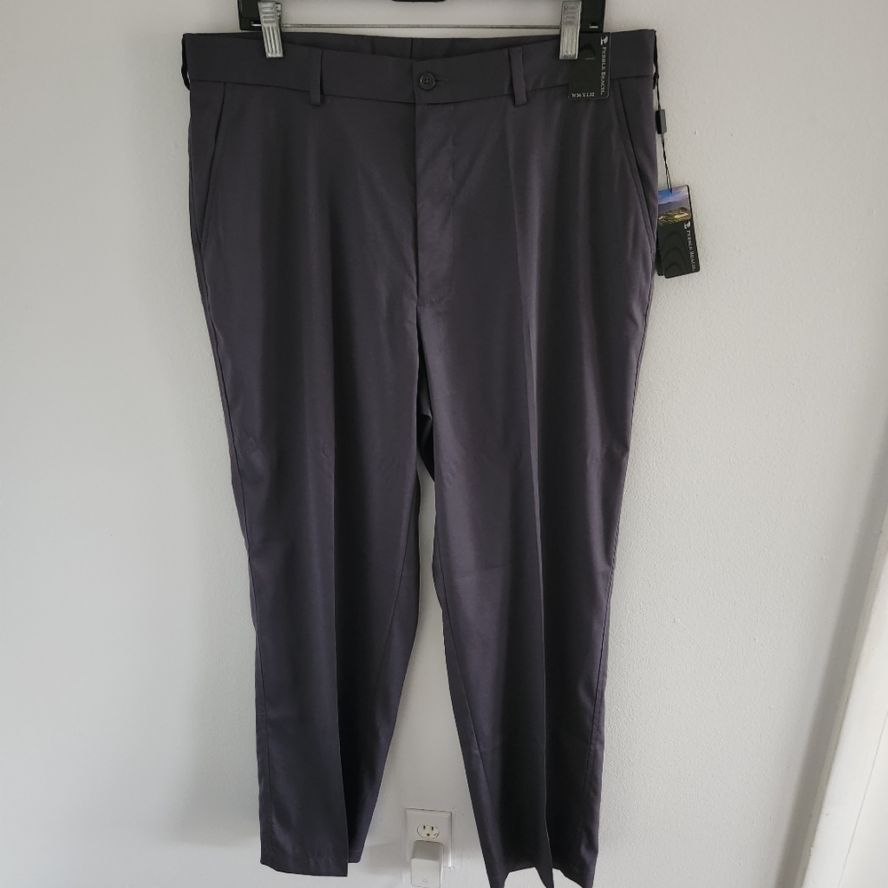 Pebble Beach Performance Golf Pants Gray Stretch Straight Leg Wicking Mens 36x32